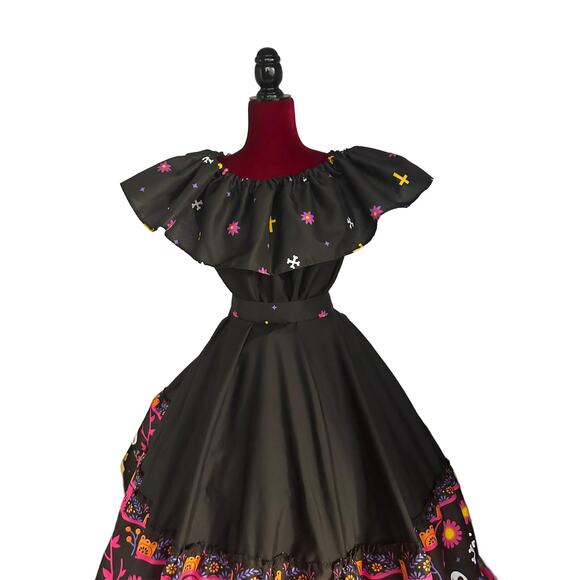 Mexican two piece day of the dead dress mexico todo corazon - Picture 4 of 11